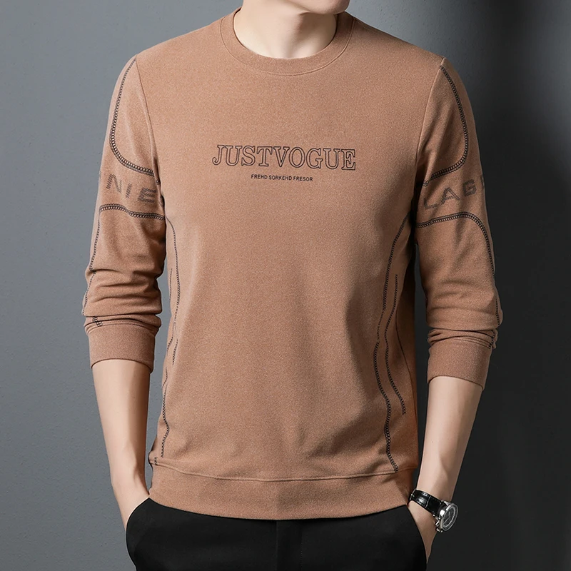 

Футболка мужская универсальная с длинным рукавом, модная уличная одежда, классическая одежда с круглым вырезом, весна-осень