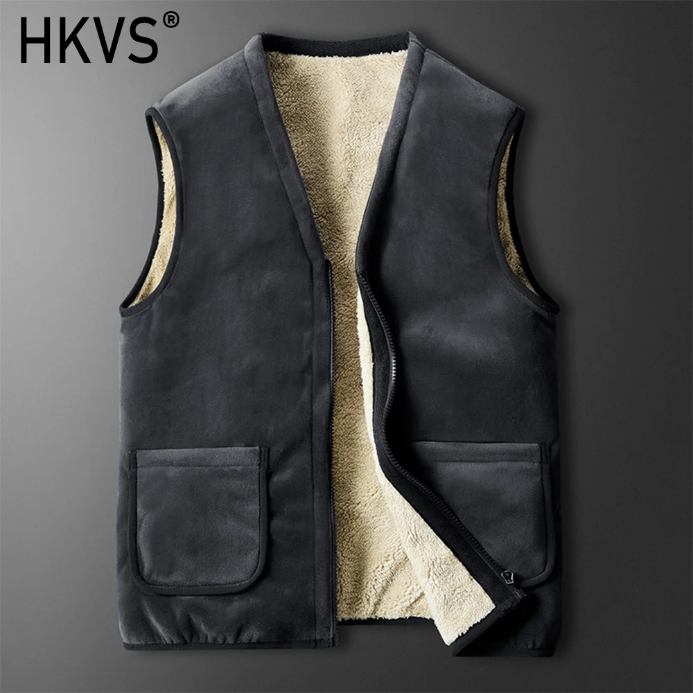 

2023 Winter Men Vest Outdoor Lined Jacket Autumn Lightweight Warm Thicken Plush Sleeveless Jacket Christmas Gift Dropshipping