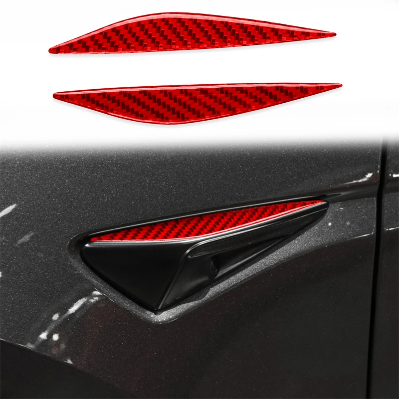 

Наклейки из углеродного волокна для Tesla Model Y 2020 + Model 3 2017-2022, автомобильная листовая пластина, боковая крышка камеры, отделка салона, автомобильные аксессуары