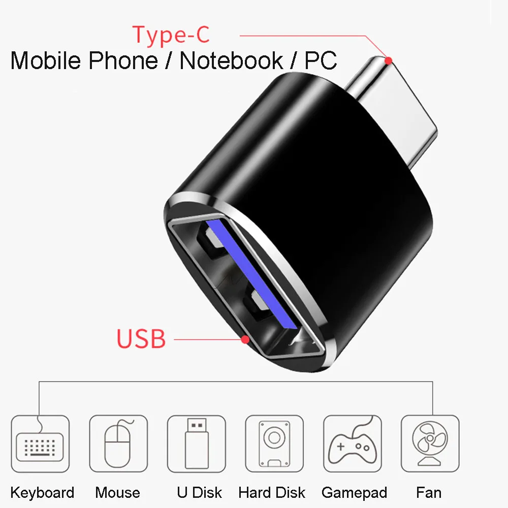 

2pcs TypeC Convertor Gamepad U Disk Notebook Mouse Mobile Android PD Charging Port Replicator Mini Portable Keychain USB Adaptor