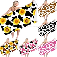 cartoon cow pattern microfiber beach towels sunflower print swimming bath towels for kid adult gifts