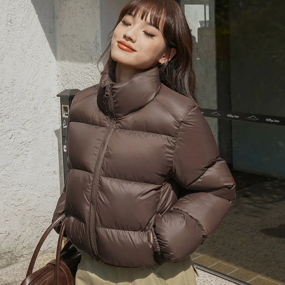 

Short Standing Collar Warm Windproof Down Jacket For Female 2023 Winter New Small Thick White Duck Down Fashion Lady Coat Tide