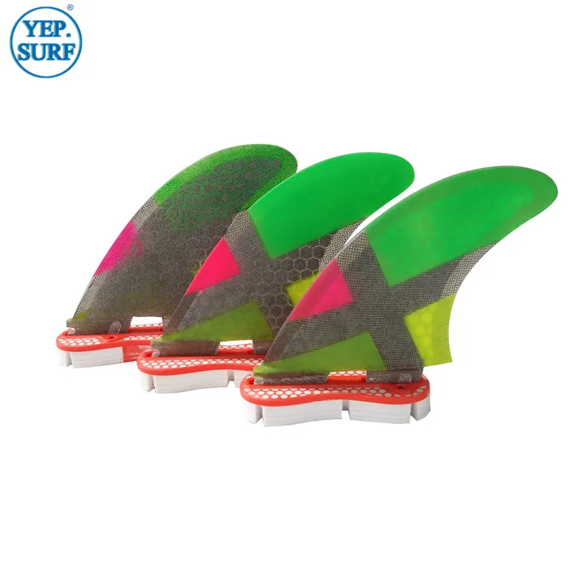 

SUP Board Double Tabs 2 Fin Size L Green Color Honeycomb Surf Fins Tri fin set Surfboard Accessories