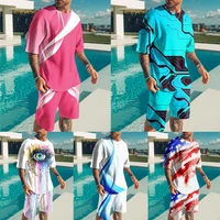 summer harajuku mens sports suit set casual sports set men women matching short sets graffiti print oversized clothing outfits