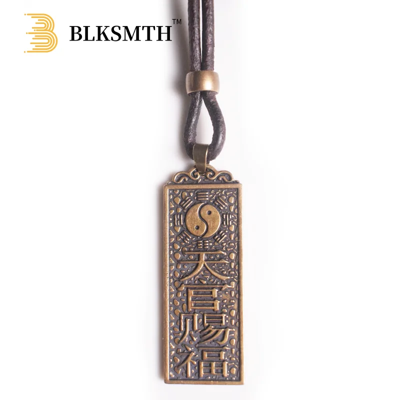 

BLKSMTH Cowhide Leather Necklace Chain Brass Peace Charm tokio Hotel Hip Hop Jewelry Kpop Scream Zelda One Piece Free Shipping