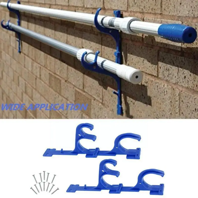 Подвесная вешалка для бассейна, вертикальный вакуумный шланг с винтовым держателем, пластиковые инструменты, многофункциональные уличные садовые кисти, щеточки Blue U7P1