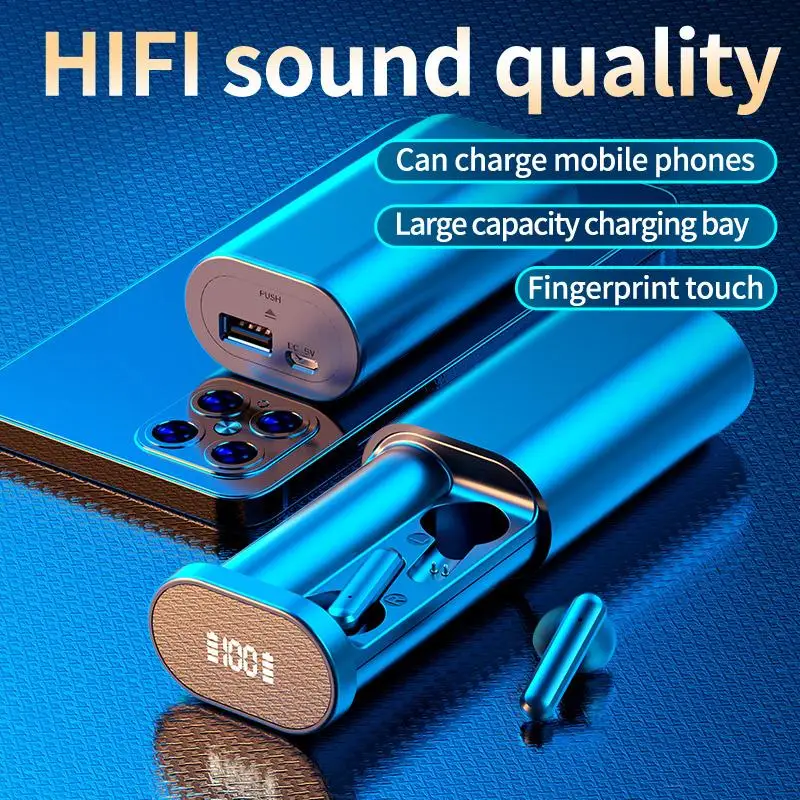 

B20 беспроводные наушники bluetooth 5.2 наушники бесповородные Hi-Fi стереонаушники, бинауральные сенсорные наушники, светодиодный цифровой диспле...