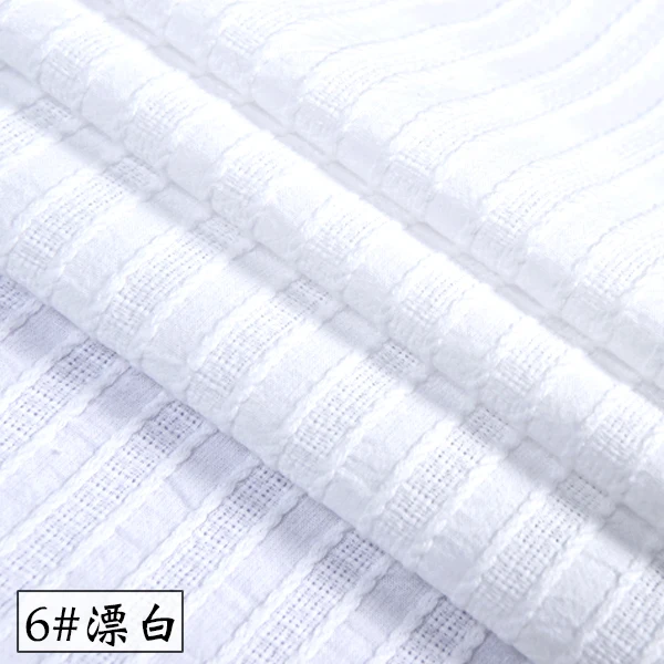100*145cm Sum spri  White Cotton  Linen Clothing Fabrics by meter with Striped Jacquard Patterns for Pure Cotton Shirts Dresses images - 6