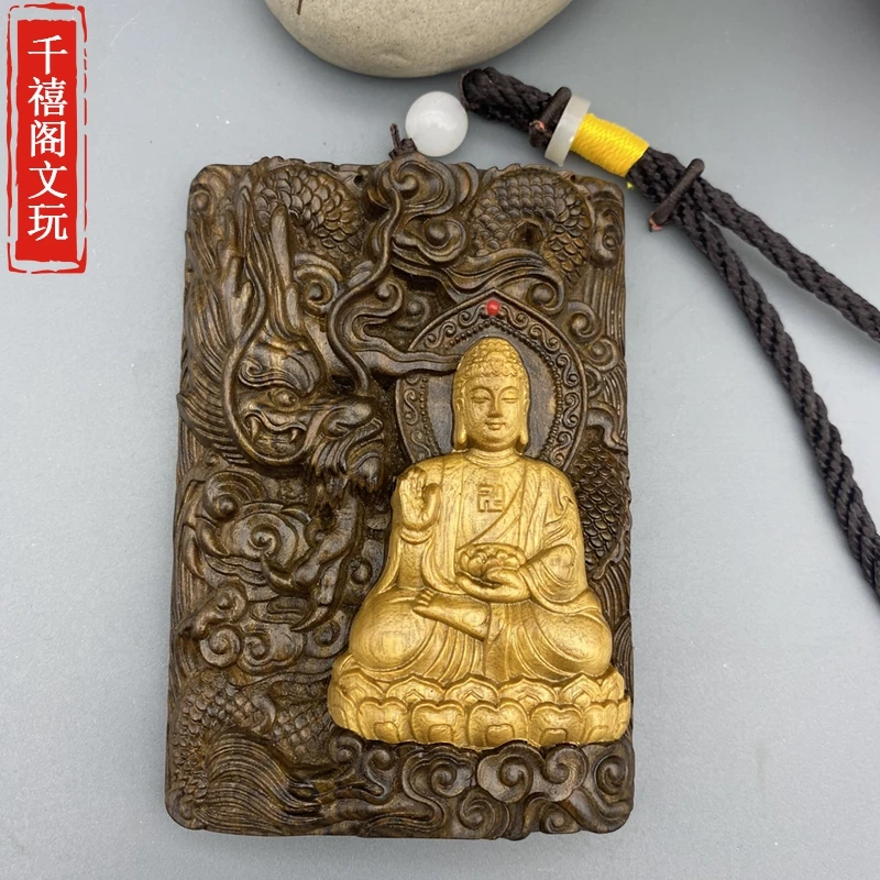 

Chinese zodiac Buddha pendant amitabha Buddha men women carry peace amulet necklace pendant waist wood carving ornaments