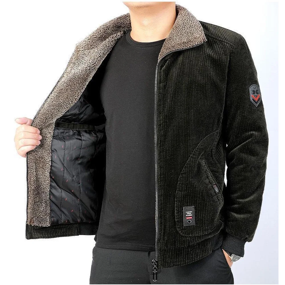 

Men Winter Flight Bomber Jackets Corduroy Warm Thermal Outwear Military Jacket Coats For Male Top Clothing Size M-6XL Windbreak