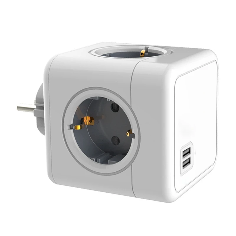 

European Smart Power Strip Plug Adaptor Surge Protect Power Square Extension Wall Socket, EU Plug