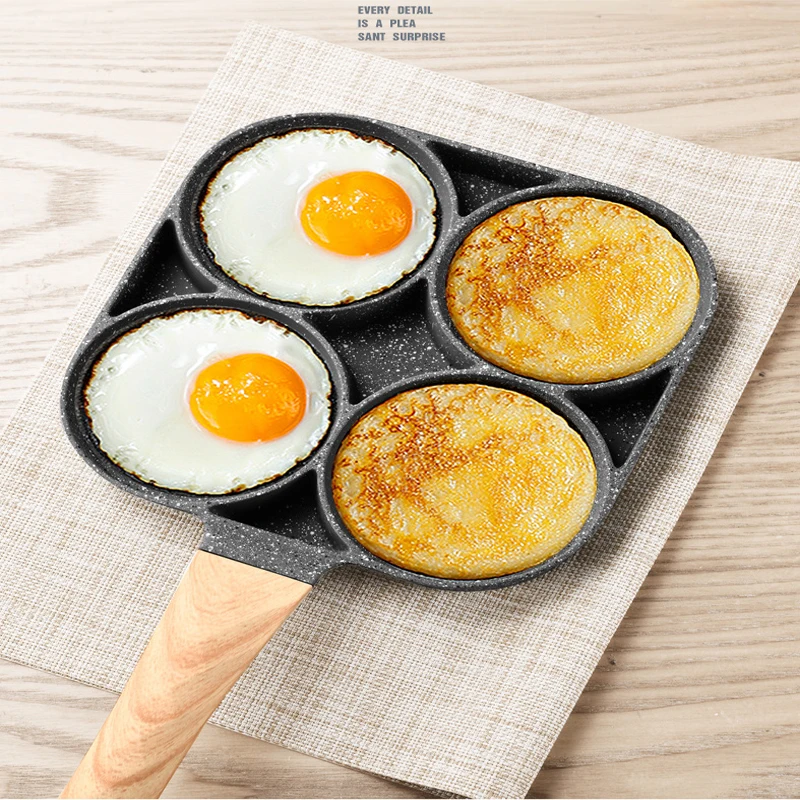 Антипригарная сковорода с 2/4 отверстиями для стейков яиц блинчиков утолщенная