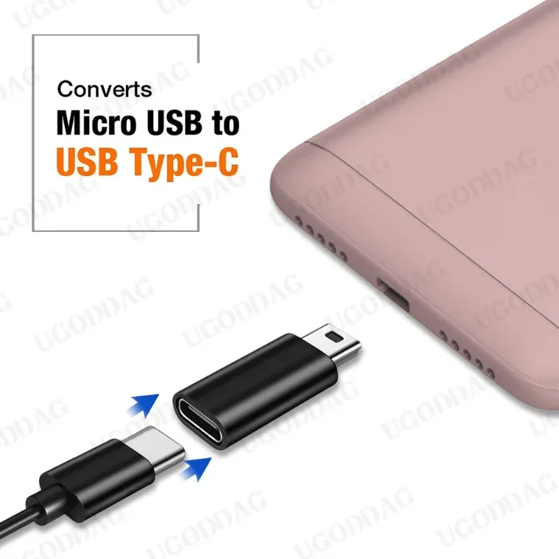 Фото Адаптер Mini USB-Type C Мужской разъем Mini USB-Female USB C для передачи данных для Gopro Hero Gamera GPS-приемник Концентраторы №3