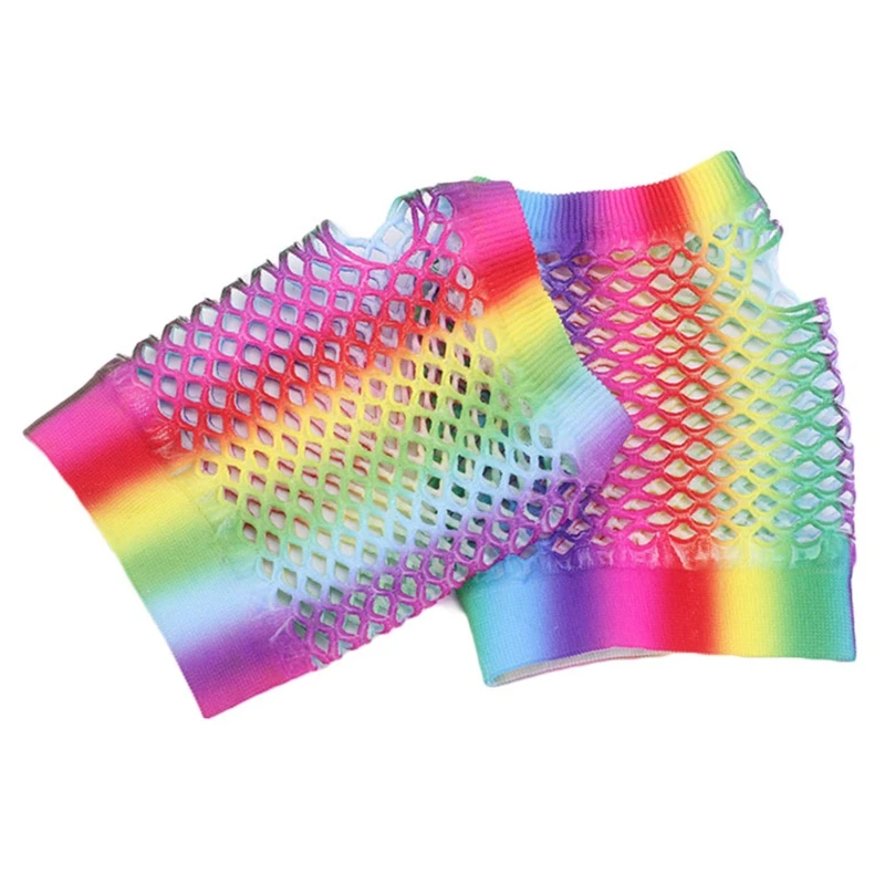 

Women Hollow Gloves Summer Carnival Party Teenagers Mittens Sheer Mesh with Short Half Finger Gloves Cosplay Drop Shipping