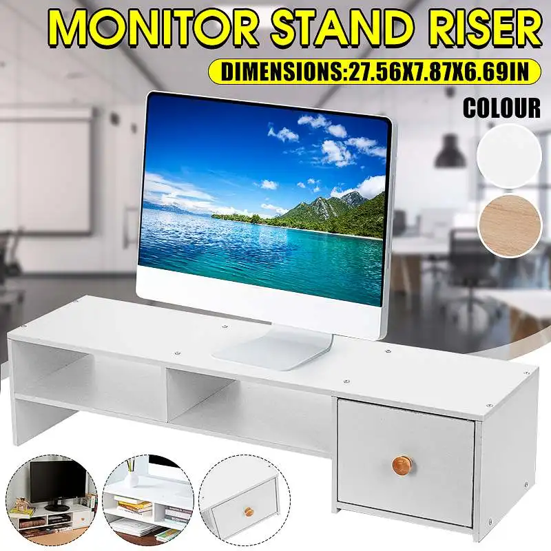 

Monitor Stand Riser Desk Table TV Stand Shelf Laptop Organizer Drawer Computer Support Monitor Holder for PC Laptop Home Office