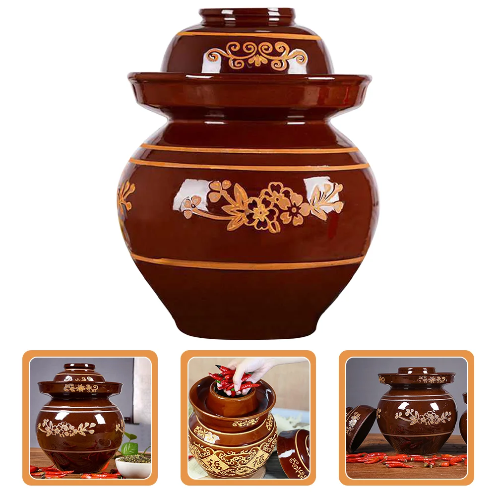 

Jar Pickle Jars Crock Fermenting Pickling Airtight Chinese Fermentation Storage Container Sauerkraut Sourdough Vegetable Pot Big