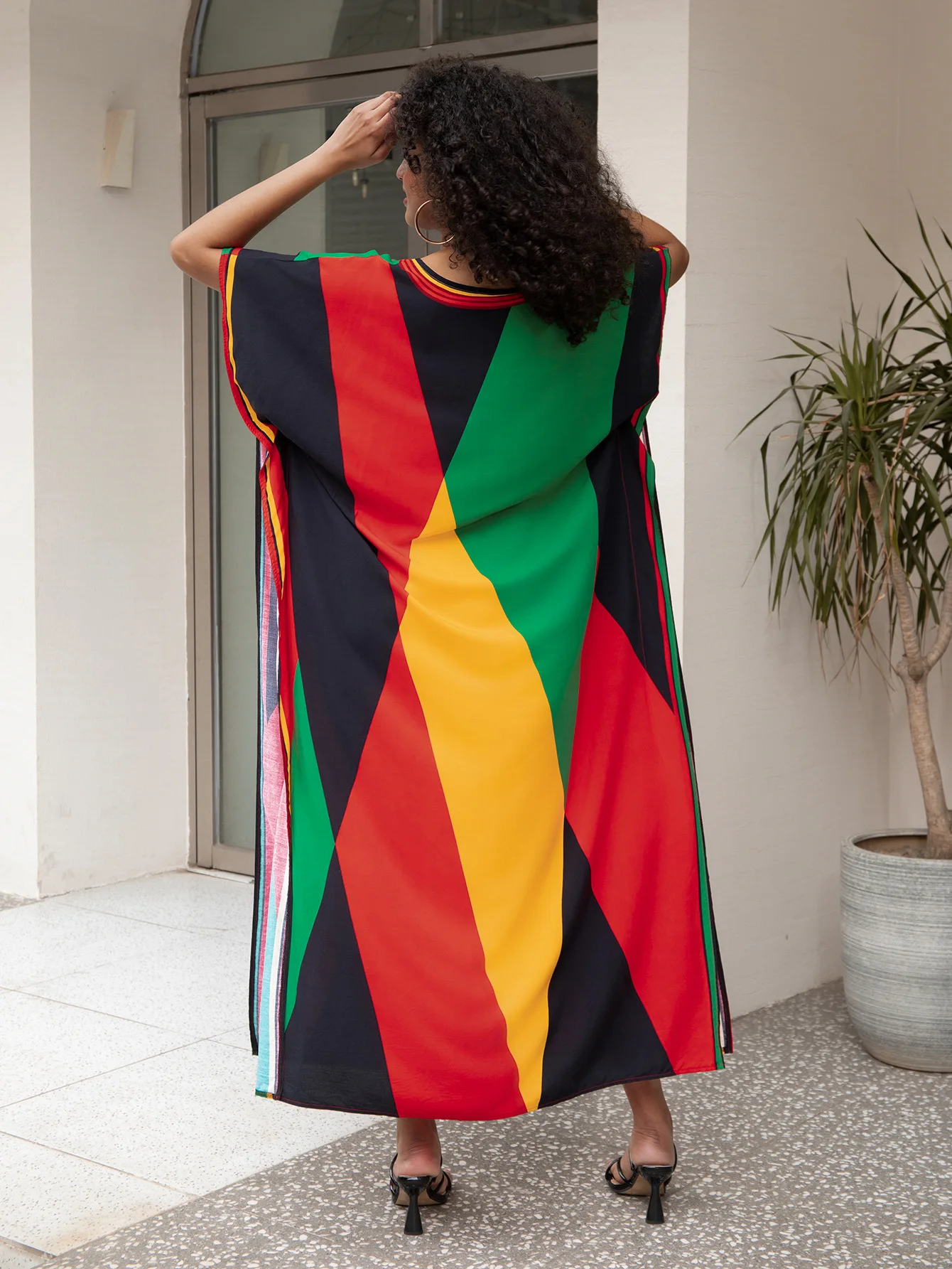 Женские Пляжные Кафтаны С Цветным Принтом Летние Богемные Платья Макси Накидки