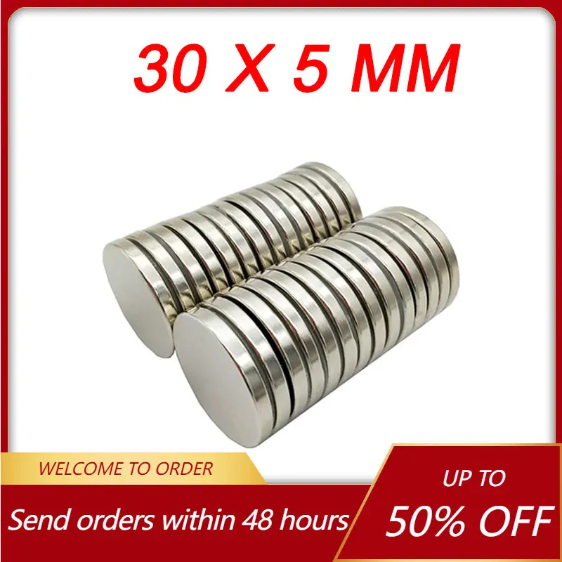 

1/2/3 Pcs 30x5mm Neodymium Magnet Strong Magnets N35 Fridge Magnet Round Rare Earth Magnet imanes Permanent Magnetic Disc