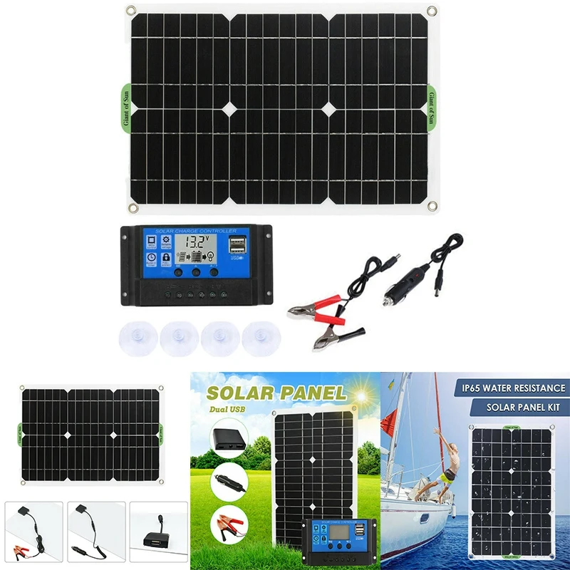 

180W Solar Panel Kit 12V Charger With Controller For Caravan Boat RV