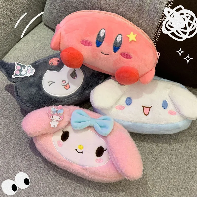 

Kawaii Kirby Plush Pencil Case Kuromi Cinnamorol Melody Large Capacity Stationery Student Pen Bag Anime Cartoon Storage Bag Girl