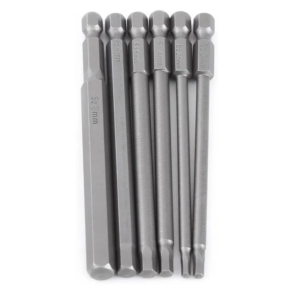 

6PC Hexagon Screwdrivers Hex Screwdriver Set Security Bit 100mm Precision Impact Driver Magnetic Anti Slip Electric Hex Shank