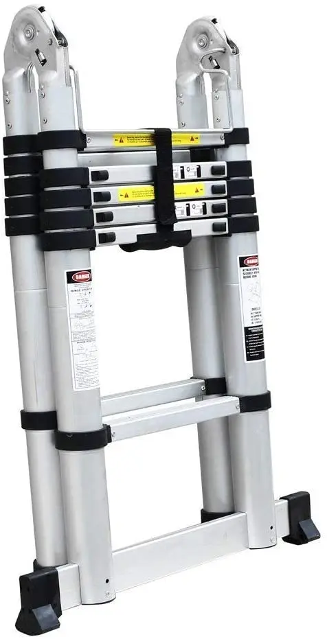 

3.8m Ladders Non-slip Aluminum Ladder Foldable Telescopic Herringbone Ladder Stable Step Ladder Straight Ladder Household HWC