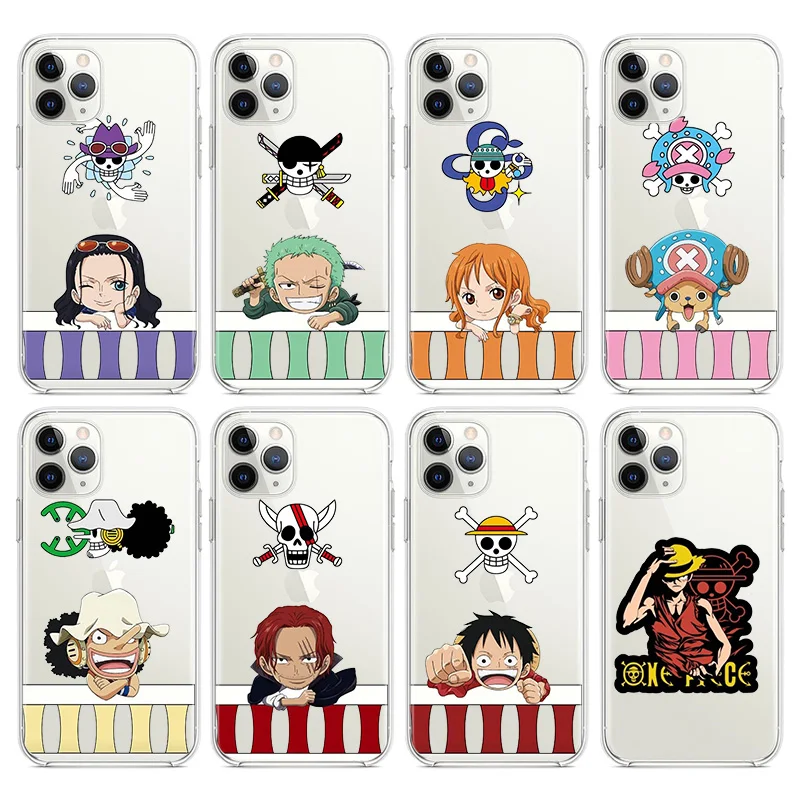 

Luffy Anime One Piece For Apple iPhone 13 12 11 mini 8 7 6S 6 XS XR X 5 5S SE 2020 Pro Max Plus Transparent Soft Phone Case Capa