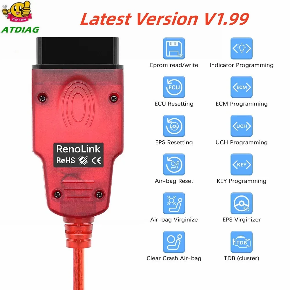 Renolink V1.99 для Renault ECU Программатор ЭБУ Key UCH кодирование приборной панели eeprom и flash - - Фото №1