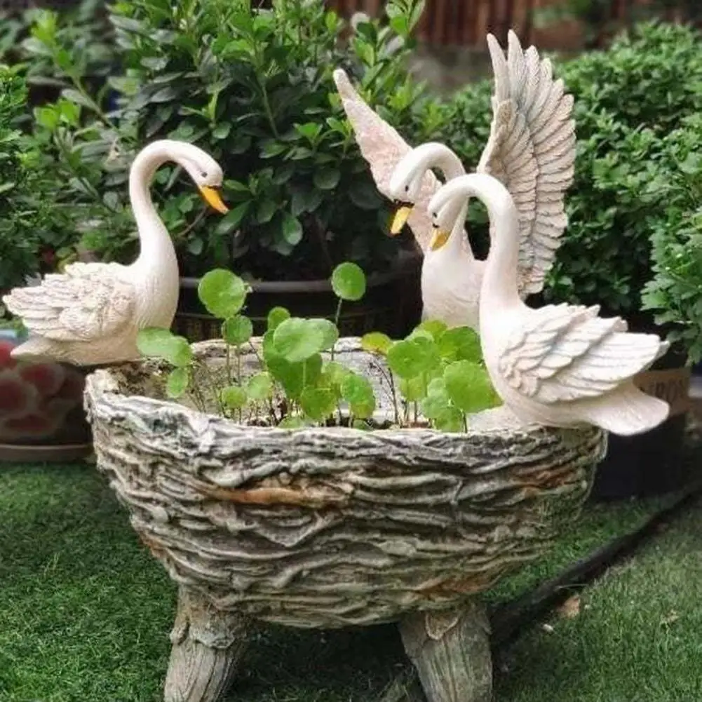 

Садовая скульптура, декоративная статуя лебедей, устойчивая к атмосферным воздействиям, садовая скульптура для двора, лебедей, широкое при...