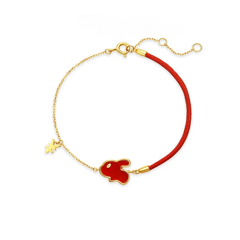 

2023 Unique Lucky Red Rabbit Stitching Bracelet for Women Chinese Style Red Rope Braided Adjustable Bracelet Friendship Jewelry