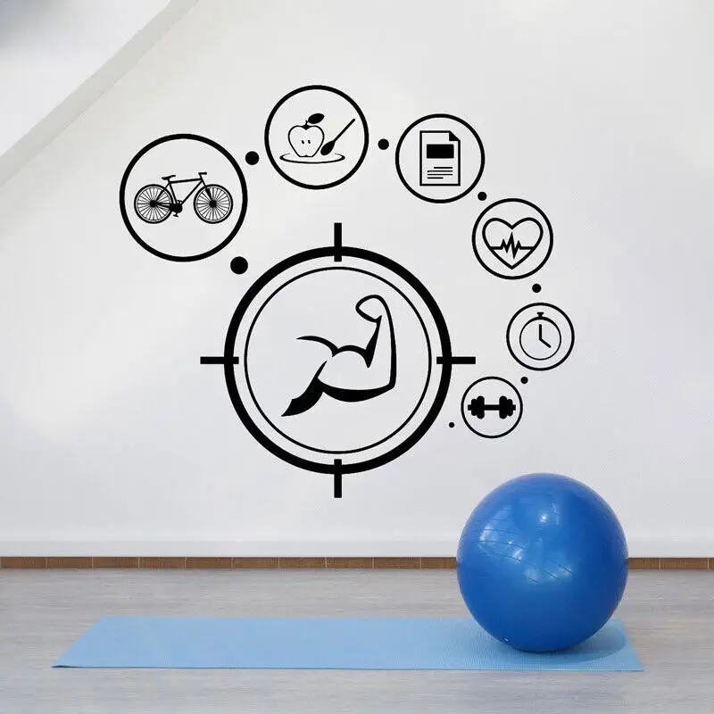 

Gym Healthy Lifestyle Sport Fitness Beauty Wall Stickers Vinyl Decor Inspirational Decals Removable Wallpaper Transfer Film 3G23