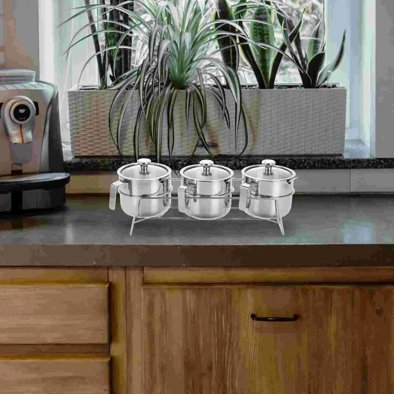 Jar Set Chili Oil Spice Jars Sugar Dispenser Condiment Pot Stainless Steel Holder Seasoning Storage Salt Bowl