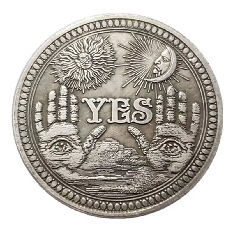 Yes/No Gothic Prediction Decision Coin All Seeing Eye Or Death Angel Nickel USA Morgan Coin