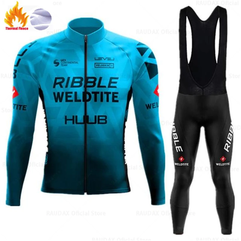

HUUB-Thermal Fleece Cycling Clothing Set for Men, Long Sleeves Jersey, Road Bike Uniform, MTB Bib Pants, Winter, New, 2023