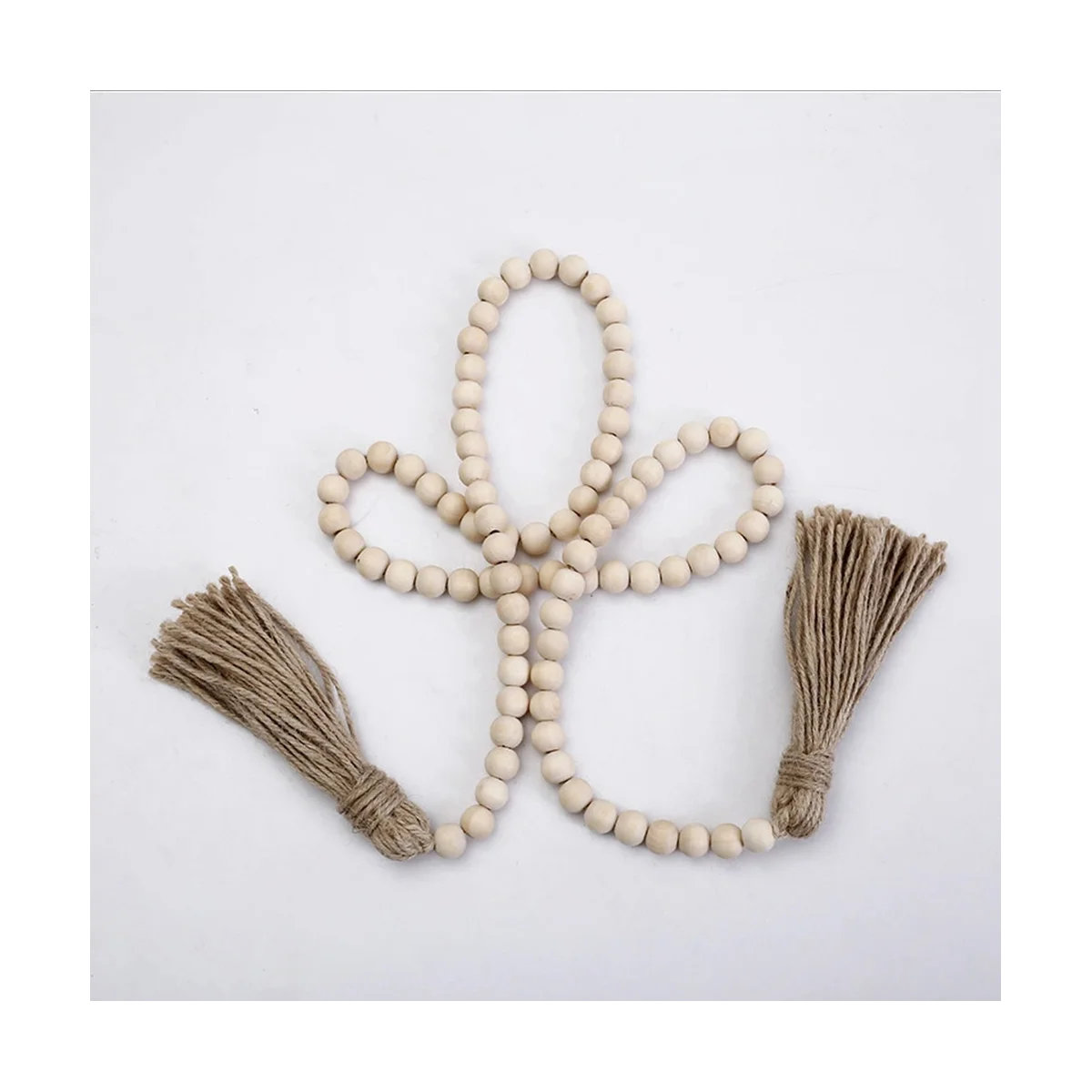 

Wooden Beads Decor Set - Wood Chain Link Decoration, Rustic & Natural Wood Bead Garlands with Tassels - Farmhouse