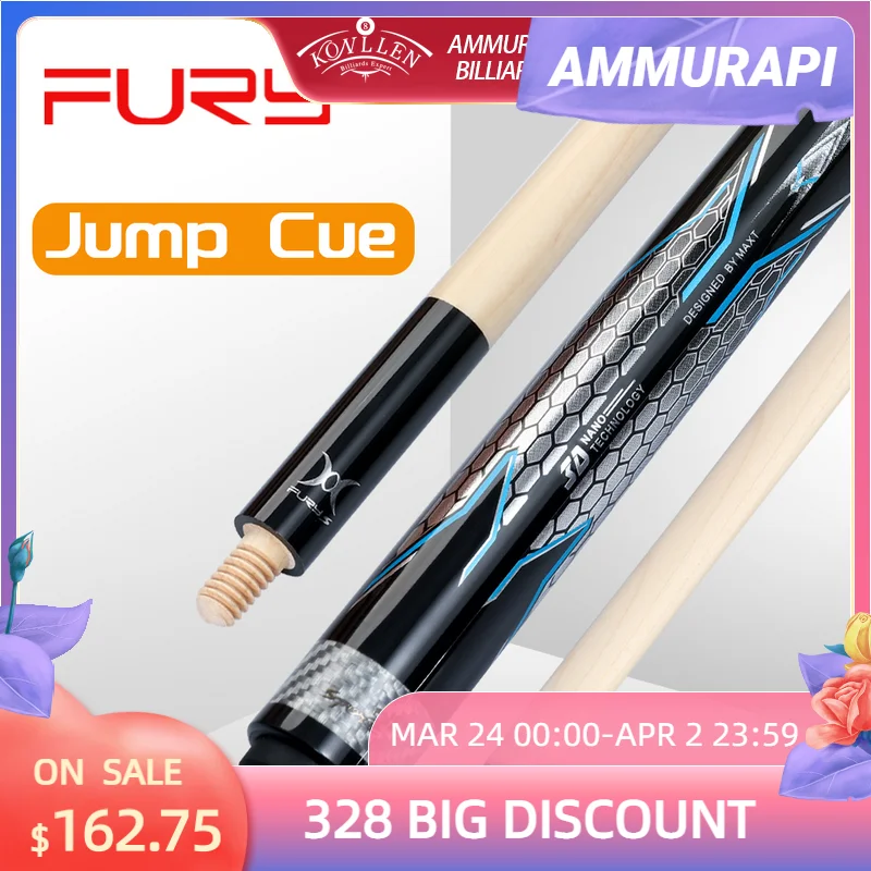 

FURY FS-PJ-1 Billiard Jump Cue 13mm G10 Tip 108cm Super Light Technology Shaft Wood Feather Teeth Professional Wrap Billiar