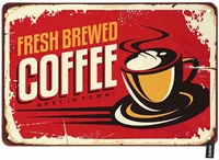 fresh brewed coffee tin sign vintage cup of coffee on red background metal tin signs wall art decor for home bars clubs cafes