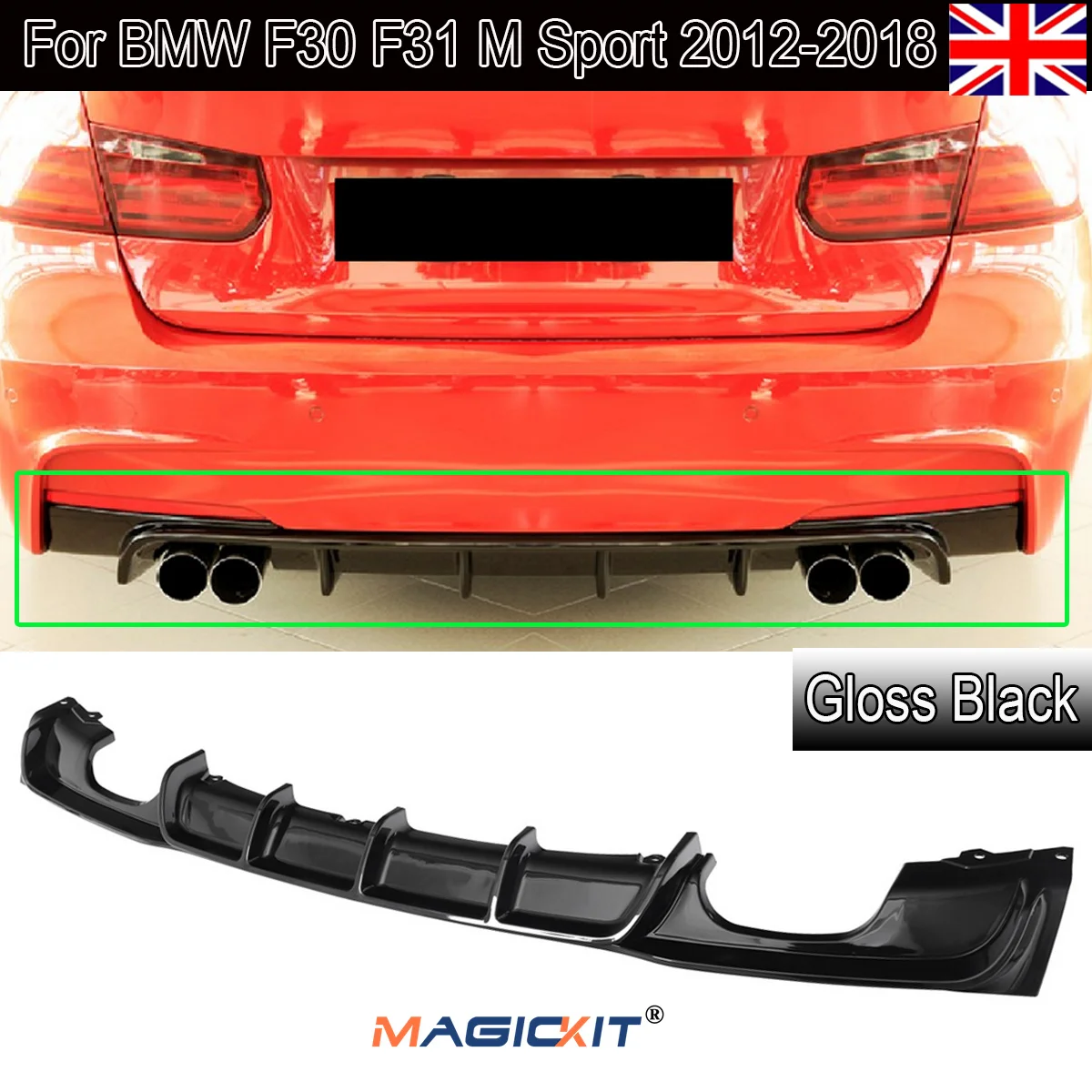 Диффузор для заднего бампера MagicKit BMW F30 F31 325i 335i M-Sport 2012-2018 глянцевый черный - купить