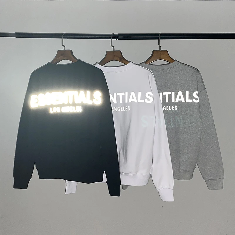 2020AW Essentials 3M Reflection Los Angeles Print Hoodies Men's Hip Hop Oversize Sweatshirt O-neck Pullover Hooded Streetwear