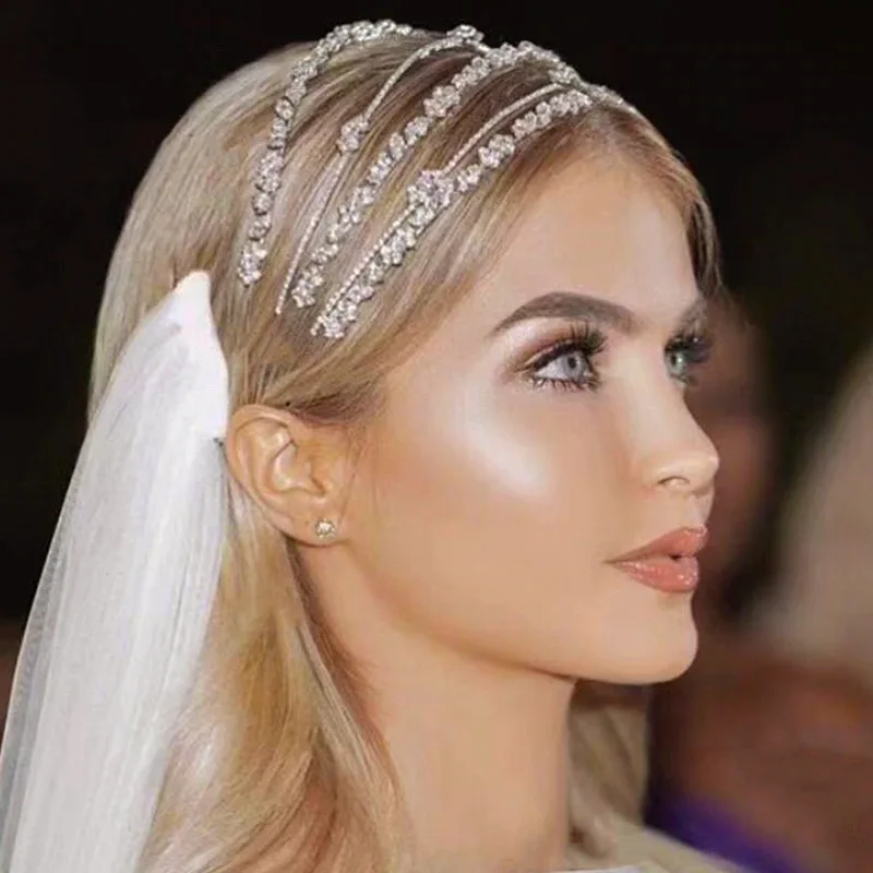 Купи Luxury Princess Queen Pageant CZ Headband Multi-layer Bridal Crystal Tiara Crowns Elegant Popular Wedding Hair Accessories за 770 рублей в магазине AliExpress