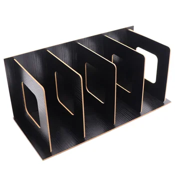 DIY 목재 북엔드, 창의적인 미끄럼 방지 헤비 듀티 북 엔드, 가정용 CD 보관 랙 지원, 책 DVD 잡지 (검정색)