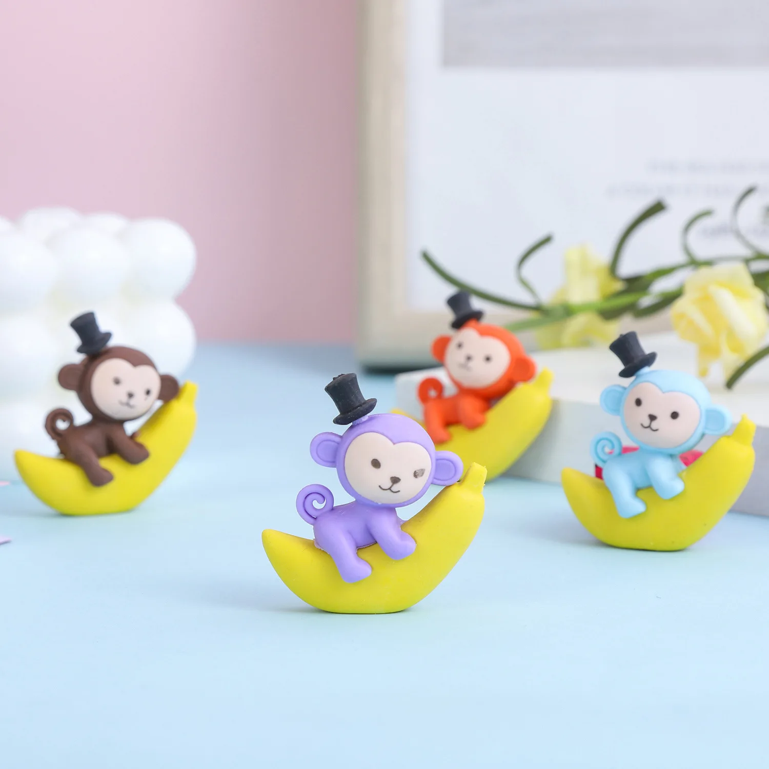

30 Pc Cute Cartoon Monkey Banana Animal Pencil Rubber Eraser/ Learning Stationery/ Children Student School Prize Christmas Gift