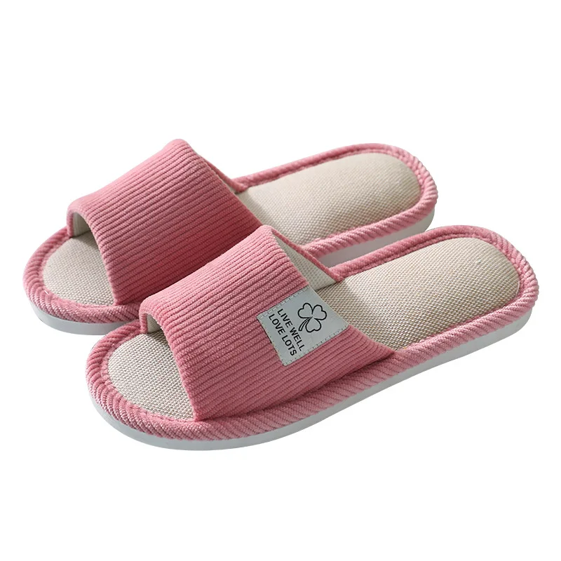 

Women Indoor Slippers Corduroy Floor Flat Shoes Comfort Anti-slip Home Flax Linen Slipper Unisex Woman Men House Cotton Slides