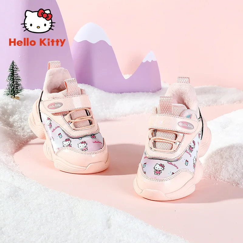 

Hello Kitty Kid Plush Warm Cotton Shoes Sanrio Padded Sports Shoes Autumn Winter Girls Children Sneakers Students Running Shoe