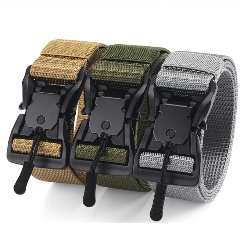 Men Tactical Belt Magnetic Buckle Quick Release Elastic Woven Belt Casual Nylon Tooling Training Belt Men Trousers Belt Dropship