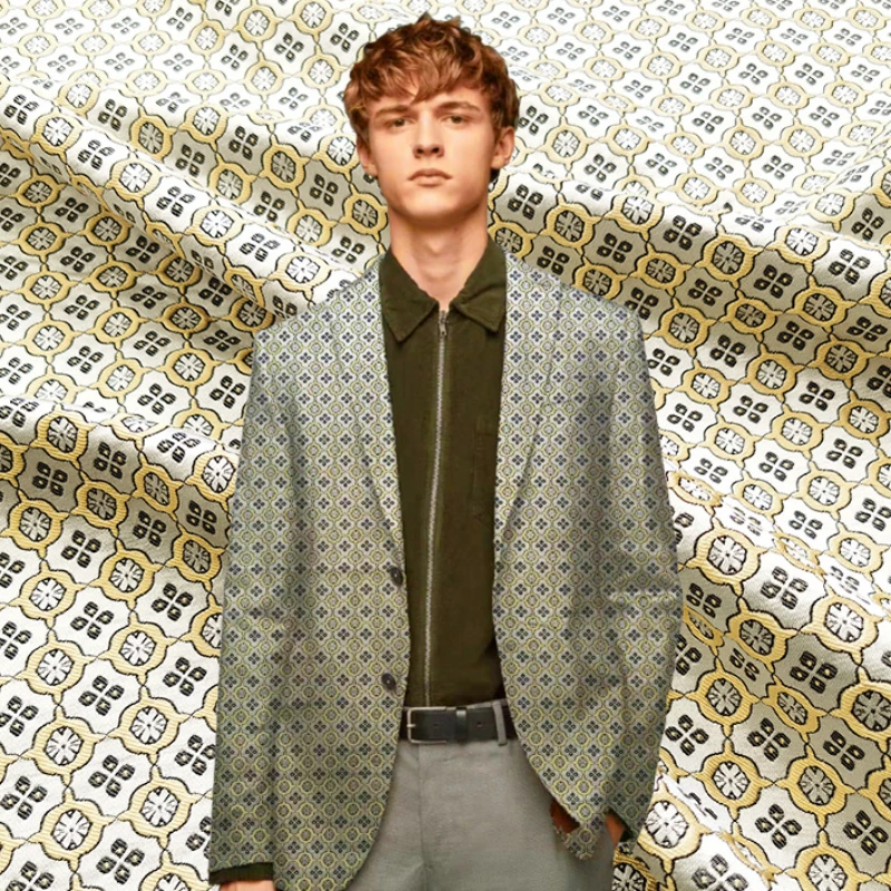 

Европейский стиль, геометрический узор в горошек, окрашенная в пряже жаккардовая Мужская Ткань, костюм, ветровка, парча, модное платье, ткан...