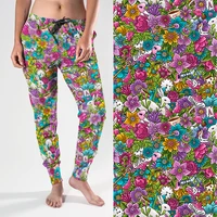 letsfind new colourful patterns of flowers and rabbits print women jogger have pocket high quaility soft streetwear