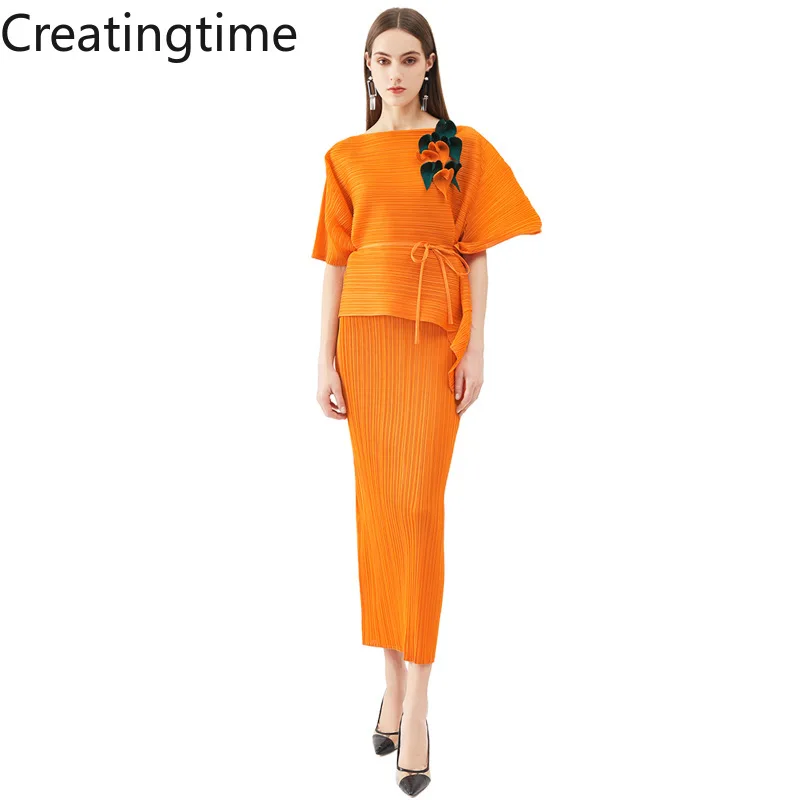 

Creatingtime 2022 Spring and Summer Fashion Women's European American Round Neck Pleated Solid Color Suit Jacket Dress GA486