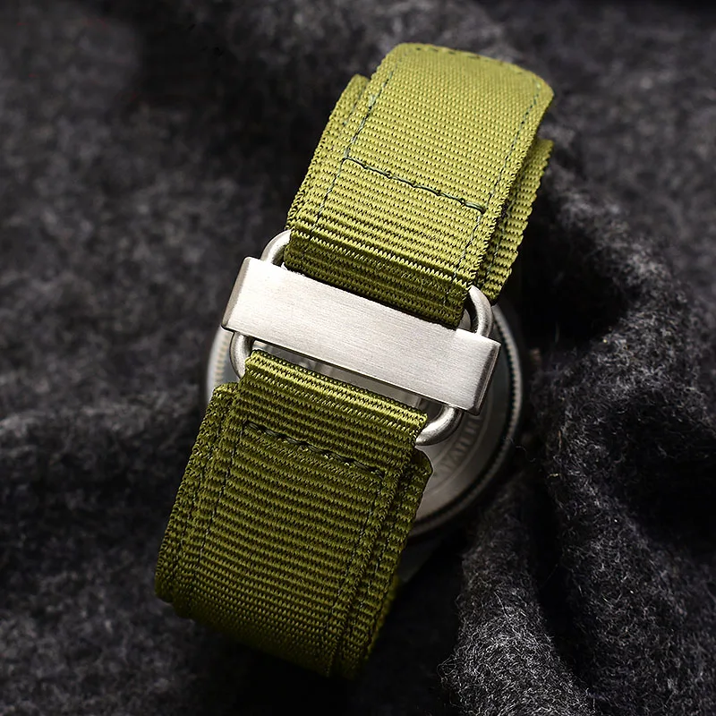 Black strap high quality steel belt buckle is suitable for Panerai Seiko Rolex hook and loop fastener nylon strap Sports