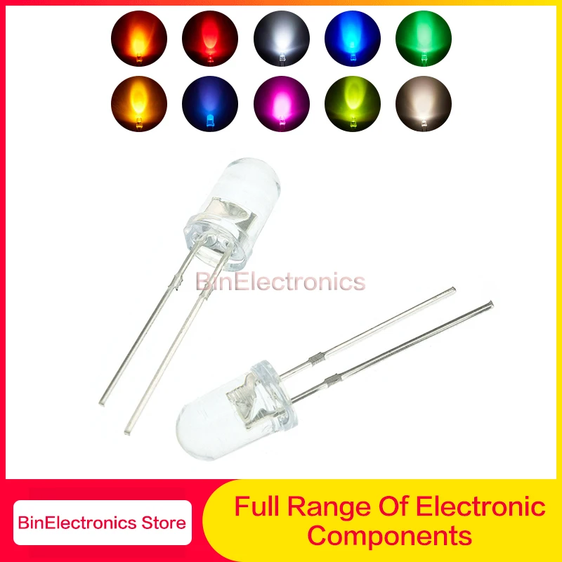 

1000pcs 5mm LED Light Emitting Diode Kit Warm white Red Blue Green UV Orange Yellow Pink Color bulb lamp Set 3V PCB Assortment